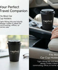 Heavy Duty 16 Oz Disposable Coffee Cups With Lids Sleeves And Straws 100 Pack Thickened Leak Proof Insulated Paper Cups in car holder