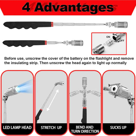 17 Piece Pick And Hook Set With Trim Removal Tool, Clip Pliers, Fastener Remover, Scraper And Magnetic Telescoping Tool Kit For Automotive Repair, Upholstery And Electronics Maintenance, The Must Have Handy Set