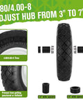 Amazon wheelbarrow tire and wheel kit with 4.80/4.00-8 solid tire, hub, bearings, and spacers