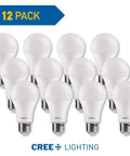 Pro Series A21 3-Way LED Bulb 40/60/100W Equivalents 12-pack arranged on white background
