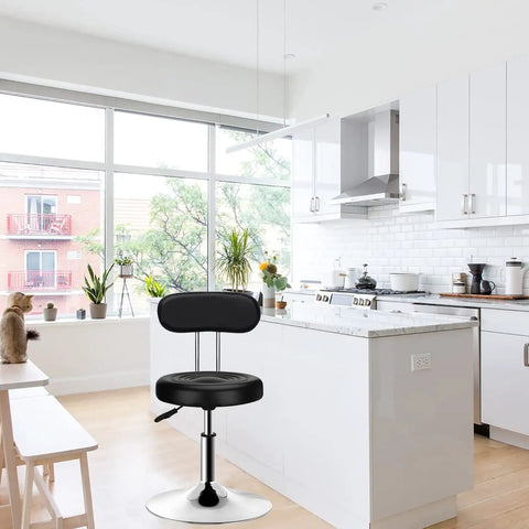 Round Office Stool With Comfy Backrest, Adjustable Height Sit Stand Stool, 360 Degree Swivel in modern kitchen
