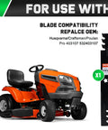 YTH22V46 46 Inch Mulching Replacement Mower Blades For Husqvarna And Compatible Models with Five Star Mounting Pattern shown with mower