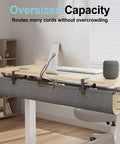 2 In 1 Under Desk Cable Management Tray And Privacy Panel with dual sided felt organizer installed on home office desk