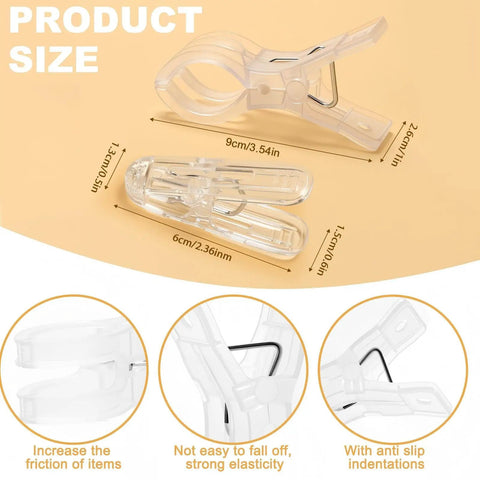Balloon Arch Clips Kit 20 Pack Transparent Plastic Clips For Balloon Arch Backdrop Clamps And Party Decor showing clip sizes