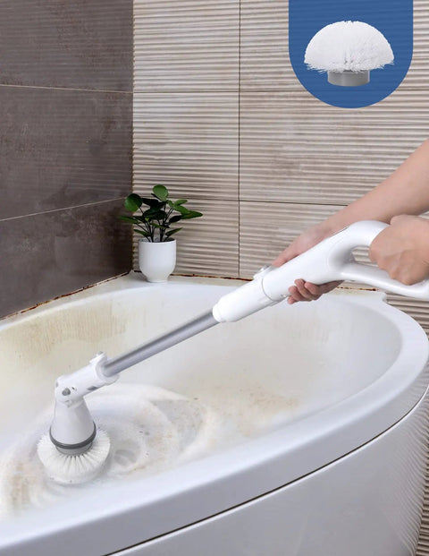 Cordless Spin Scrubber With LED Display And Detachable D Shape Handle cleaning bathtub with long extension