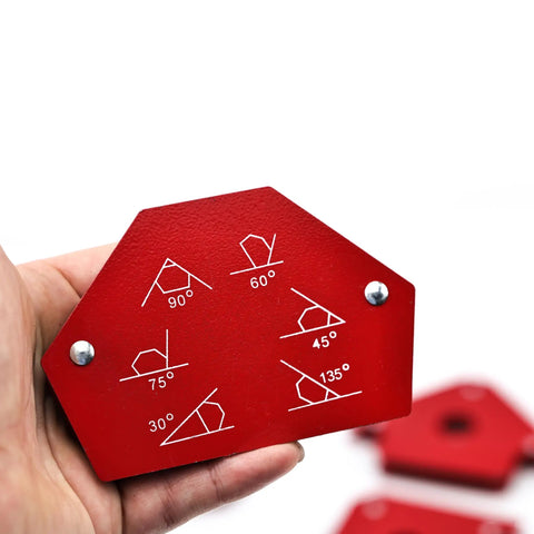 Rosfix Magnetic Welding Angle Set x6 Stainless Steel Fixed Angle showing multiple angle measurements for precise metal positioning.
