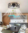 ALSKXaxna Ceiling Fan with Light 30W 3 Blades Pure Copper Motor for Bedroom in modern dining area, showcasing airflow and lighting.