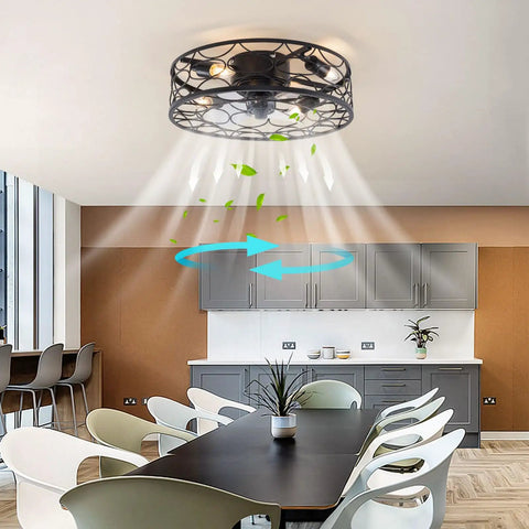 ALSKXaxna Ceiling Fan with Light 30W 3 Blades Pure Copper Motor for Bedroom in modern dining area, showcasing airflow and lighting.
