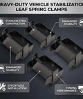Top Tier Leaf Spring Clamps 2.5 Inch Wide Heavy Duty Stainless Steel For Truck Stabilizing Control Kit 4 Sets To Up Your Ride And Keep Your Wheels Locked Down Securely All Day Long, black clamps
