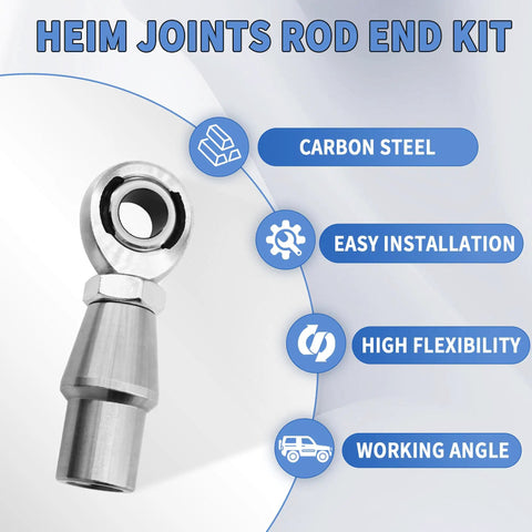 Heavy-Duty 5/8-18 Heim Joint Rod End Kit With Jam Nuts Lock Nut System Dual Thread RH LH For Panhard Bar Steering Suspension Traction Bars Off Road Trucks 0.625 Inch Wall, carbon steel rod end