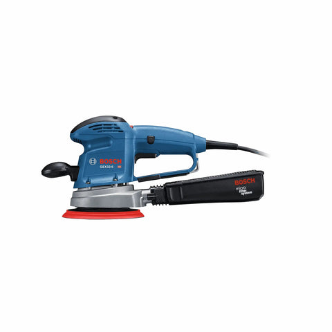 GEX33-6N 6 Inch Multi-Hole Random Orbit Sander And Polisher with flexible pad, shown in side view