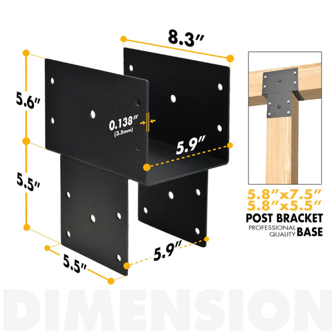 Heavy Duty Post Cap Tie Bracket 2 Pack For 6x6 Posts Internal 5.5x5.5 Fit For Wood Gazebos Decks Patios And Beams Black Steel Brackets With Weatherproof Finish That Stays Solid In Any Weather