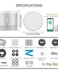 Smart Front Door Lock With Keyless Entry For Existing Deadbolt, Alexa And Google Assistant Compatible, Auto Lock And Unlock shown in specs and parts included.