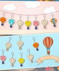 Color Your Own Hot Air Balloon Keychains Kit With 24 Wooden Blanks, 12 Styles, DIY Craft Set for hanging display
