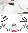 Soft Close Cabinet Lid Stay Hinge For Kitchen Wardrobe Cupboard Door Open Upward Or Downward With Adjustable Tension Lightweight Version