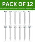 Pack of 12 Replacement Wood Screw M5.0-2.3x40 Full Thread With 4mm Hex Recess for Furniture Part 106551 Zinc Plated Steel