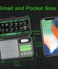 Dual Powered Pocket Scale With Zipper Case, Precise 500g x 0.01g Jewelry and Coin Scale shown open with phone for size comparison.