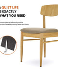 Adhesive Furniture Pads 10 Pack 8 Inch By 6 Inch Cuttable Chair Leg Pads Hardwood Floor Protectors For Furniture Black No Scratch Noise Reduction Protects Hardwood Floors From Scratches And Reduces Noise When Moving Heavy Furniture, shown with a wooden chair.
