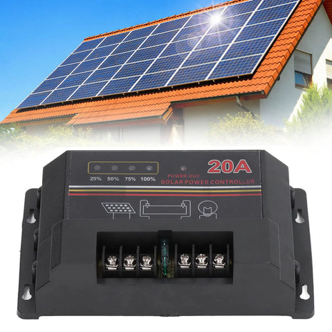 20 Amp 12 Volt Solar Discharge Controller With High Speed CPU Microprocessor And Multiple Protections For Solar Power Systems Street Lights And Ships Data Transmission Ready For Installation, black wired terminal
