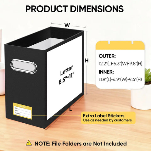 Super Tough Collapsible Cardboard File Organizer Box With Strong Carry Handle, Heavy Duty Document Storage Cartons For Office Desks, Easy Fold Flat Design Keeps Your Papers Totally Sorted And On Point