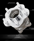 Rear Wheel Bearing Hub Assembly For Infiniti JX35 QX60 Nissan Altima Maxima Murano Pathfinder 2007 2022 Driver Or Passenger Side Bare Steel Replacement With Pre Installed Bearing And Ready To Install, front view