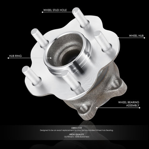 Rear Wheel Bearing Hub Assembly For Infiniti JX35 QX60 Nissan Altima Maxima Murano Pathfinder 2007 2022 Driver Or Passenger Side Bare Steel Replacement With Pre Installed Bearing And Ready To Install, front view