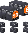 Heavy Duty Collapsible Moving Bags 93L 8-Pack With Strong Zippers And Durable Handles, Large Storage Totes Display