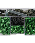 Panel Nuts 190Pcs Motorcycle Fairing Bolt Kit With Screws Washers And Nuts For GSR750 800MT MT03 Body Replacement Green Must Have Heavy Duty Stainless Steel Hardware For Fairings And Body Panels. Green stainless steel fairing bolt kit in storage case