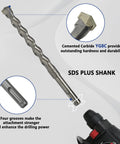 Close-up of SDS Plus rotary hammer drill bit with YG8 carbide tip from the 17 Piece SDS Plus Rotary Hammer Drill Bit And Chisel Set