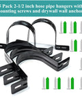 Tough As Nails Adjustable Dust Collection Hose Hangers And Pipe Wall Mounts, flexible clips, 2.5 inch grip, heavy duty black brackets.