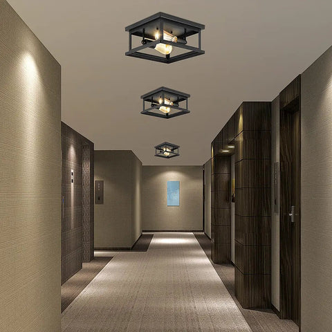 2 Light Flush Mount Ceiling Light Fixture In Farmhouse Industrial Vintage Style For Kitchen Bedroom Hallway And Entryway Easy Install