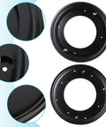 Rock Solid Four Pack Of Twelve Inch Lazy Susan Bearings Forged From Heavy Duty Galvanized Steel Delivers Thousand Pound Load Capacity For Tough Corner Shelving And Quick Serve Display Tiers, detailed view of circular black steel plates.