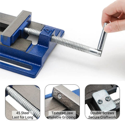 Drill Press Vise For Real World Makers, 4 Inch Jaw Opening Machinist Vise, Boss Tough Heavy Duty Steel Low Profile Bench Clamp usage