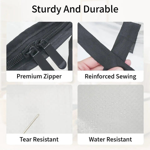 Premium zippers and reinforced sewing on 8 Pack Extra Large Heavy Duty Moving Bags Waterproof Storage Totes With Handles And Zippers