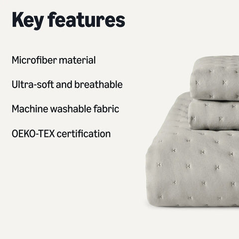 King Quilt Set Includes Two Pillowcases And Straight Up Comfy Brushed Microfiber Grey Bedding Cover Plus Top Shelf Relaxed Fabric Blend For Year Round Sleep Game Comfort Upgrade