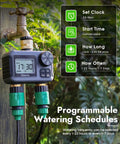 Two Zone Hose Timer With Brass Inlet And Outlet, Auto And Manual Modes, Rain Delay, IPX5 Waterproof in garden setting