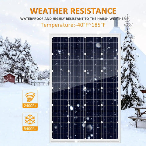 Complete 3000W 24V Solar Power Kit With 960W Panel Array weather resistance feature in snowy landscape