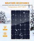 Kick The Grid Habit With This Complete Off Grid Solar Kit Featuring A Robust 12Kw Split Phase Inverter 2400 Watt Solar Panels And An Integrated 51.2V 200Ah LifePo4 Battery For Seamless Home Backup Power And Smart Wifi Monitoring, weather-resistant solar panel in snowy landscape.