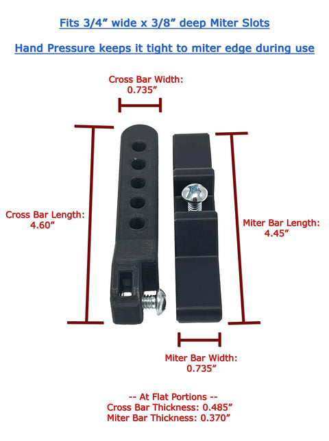Professional Table Saw Alignment Gauge Pins Blade And Fence Square And True for Miter Slot Calibration with detailed measurements.