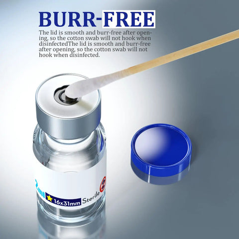 Sterile Empty Vials With Self-Healing Injection Port And Aluminum Plastic Cap Pack Of 10, 2mL Clear Glass Vials For Lab Use, top view