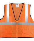 Straight Up Heavy Duty High Visibility Mesh Vest, Sweet Orange Safety Gear With Reflective Striping, Type R Class Two Compliant, Plus Size pack front view.