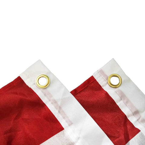 American Pleated Flag 3x1.5 Ft Half Fan Bunting Set Of 4, close-up of brass grommets on red white section, durable pongee fabric