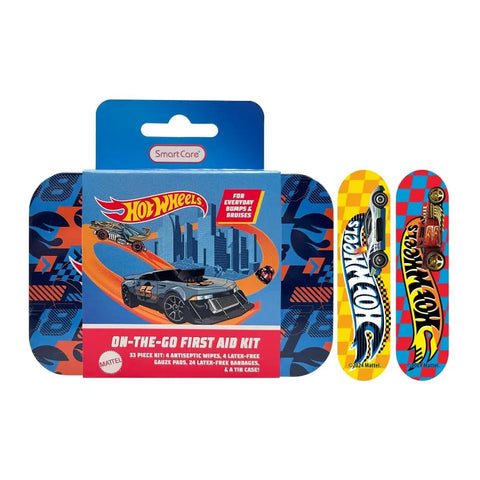 Hot Wheels Bandage Kit For Kids Cute Bandages For Infants And Children Latex Free Assorted Variety Pack With Travel Tin Case