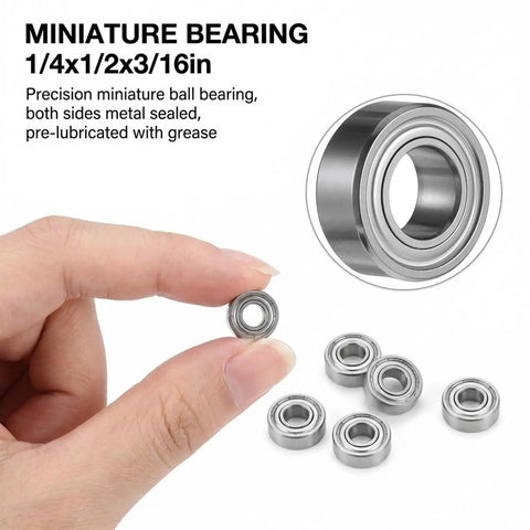 Thirty Pack Of 188 Deep Groove Ball Bearings With 3mm Inner And 8MM Outer Diameter Plus 4MM Width Made From Heavy Duty Carbon Steel Sealed For Dust Protection Perfect For Small Motors And Hobby Projects, showing mini bearings.