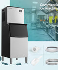 Heavy-Duty Industrial Ice Maker Machine With 450 Lbs Per 24 Hours Output And 250 Lbs Storage Bin ETL Certified Stainless Steel Clear Ice Maker For Bar Cafe Restaurant
