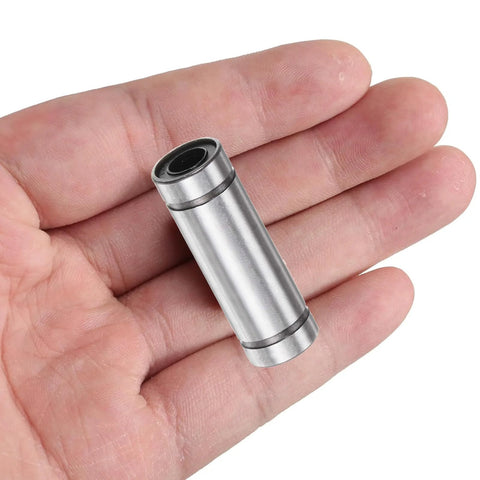 LM10LUU linear ball bearing, silver metal, 10 mm bore, double rubber-sealed