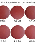 30 Pack 8 Inch Self Adhesive Sanding Discs Set Grit 80 100 120 180 240 400 For Drywall Floors Woodworking And Metal Projects