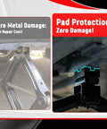 Comparison of bare metal scissor jack and Universal Scissor Jack Pads Rubber Pinch Weld Saddle Protector For Two Ton Jacks Anti Slip Car Lift Pad