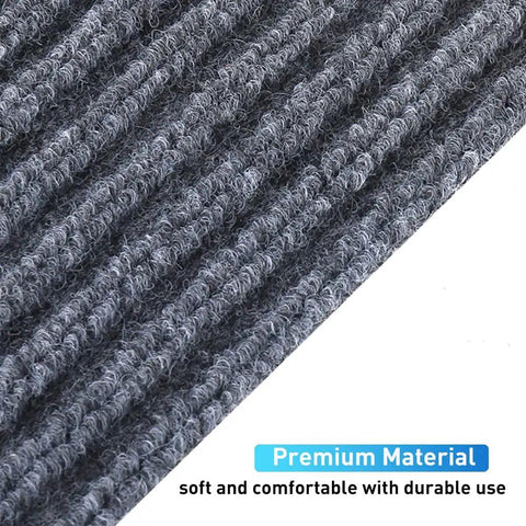 Close-up of Grippy Anti Slip Stair Treads Indoor Carpet 8 By 30 Inches 15 Pack in gray texture showing premium material.