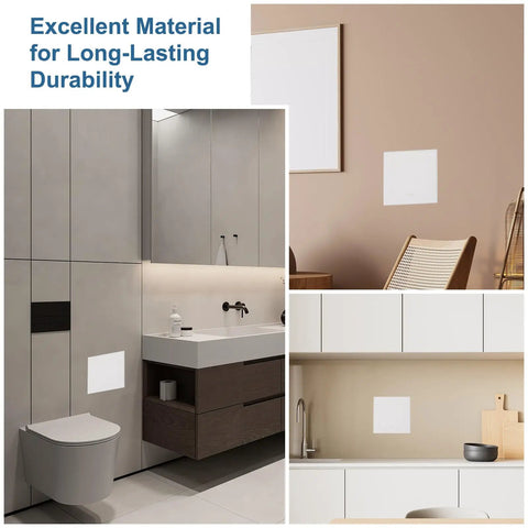 White Hinged Removable Drywall Access Panels Smooth Action Straightforward Install No Hassle Wall Cover For Plumbing Electrical Wiring Heavy Duty Abs Plastic 3 Pack 5 By 5 Inches in various home settings.